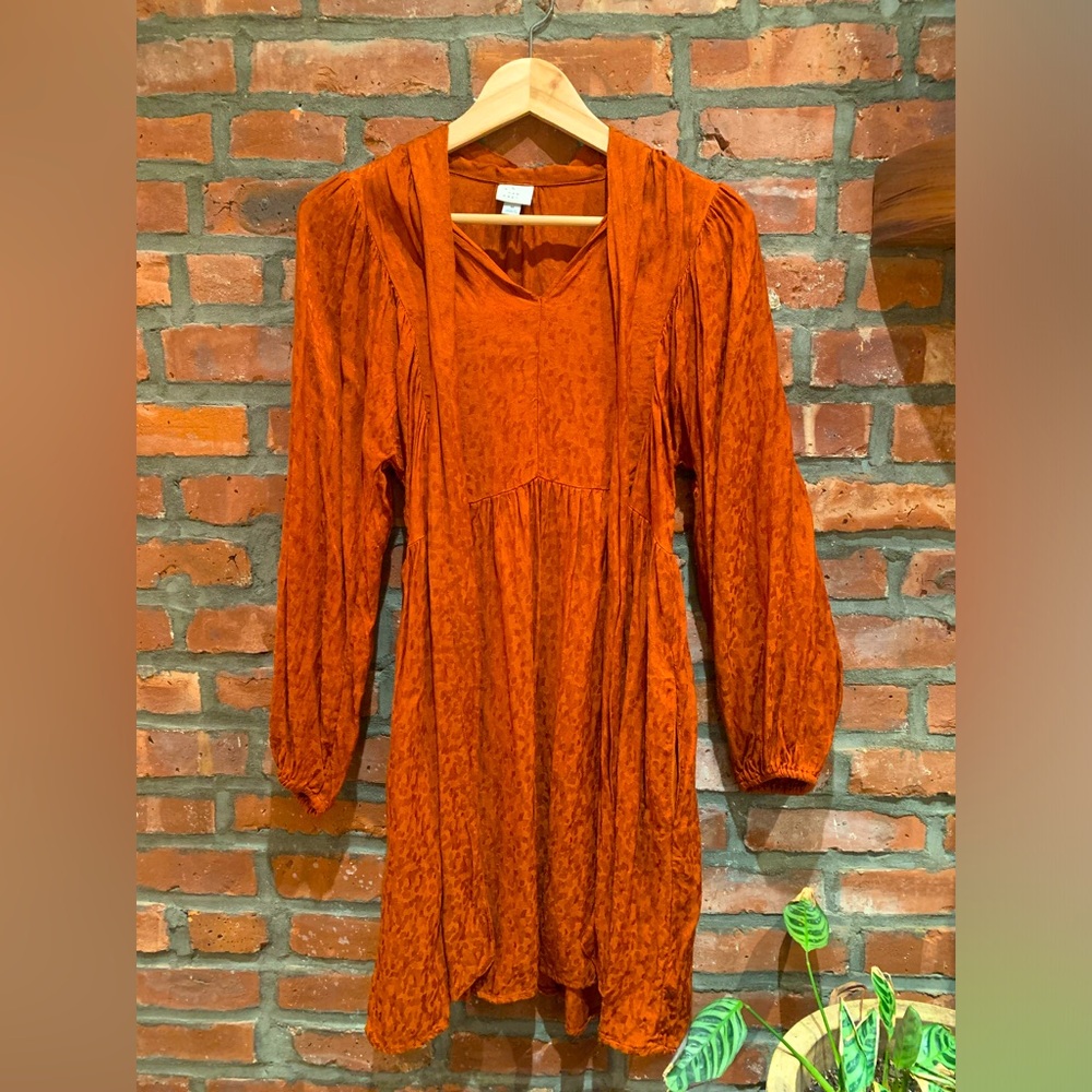 Burnt Orange Dress with Dolman Sleeves